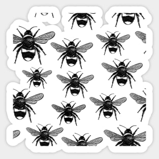 Bees Black and White Pattern Sticker